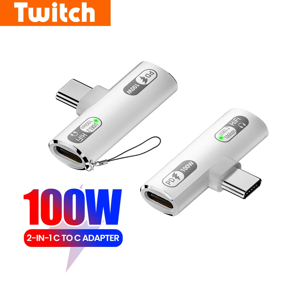 Adaptador USB 3.2 Tipo C a Tipo C PD100W, Adaptador de Carga Rápida Tipo C, Conector de Audio USB C para iPhone 15 16 Samsung