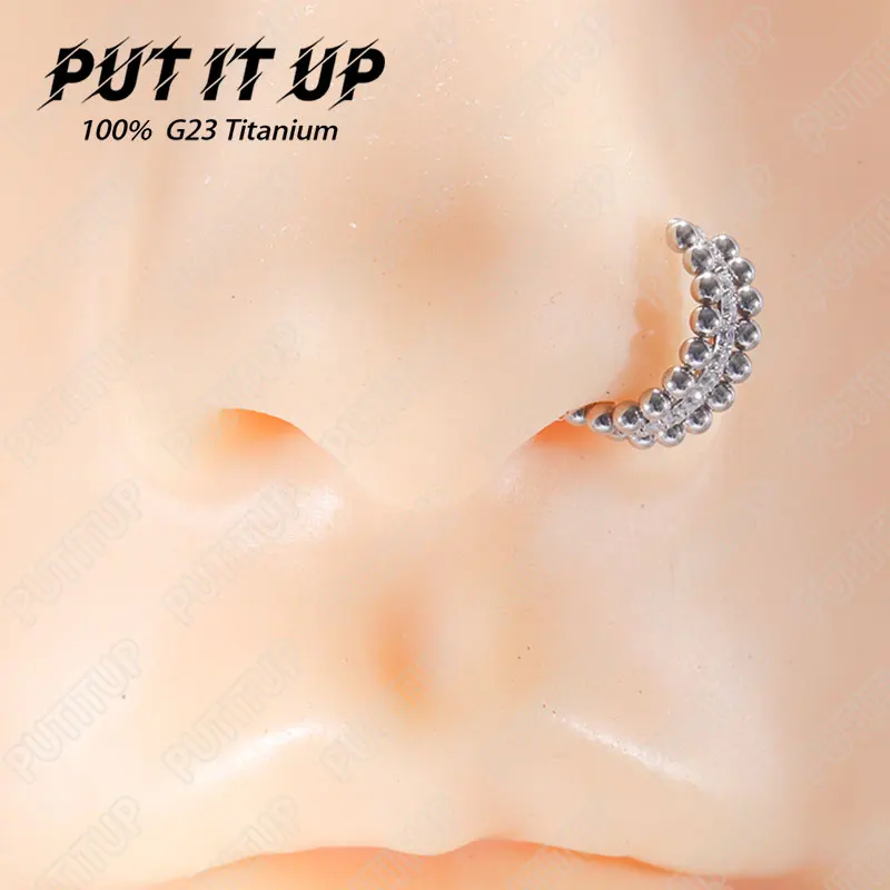Half hoop nose ring with stud titanium 20G 18G black purple green blue –  Ashley Piercing Jewelry
