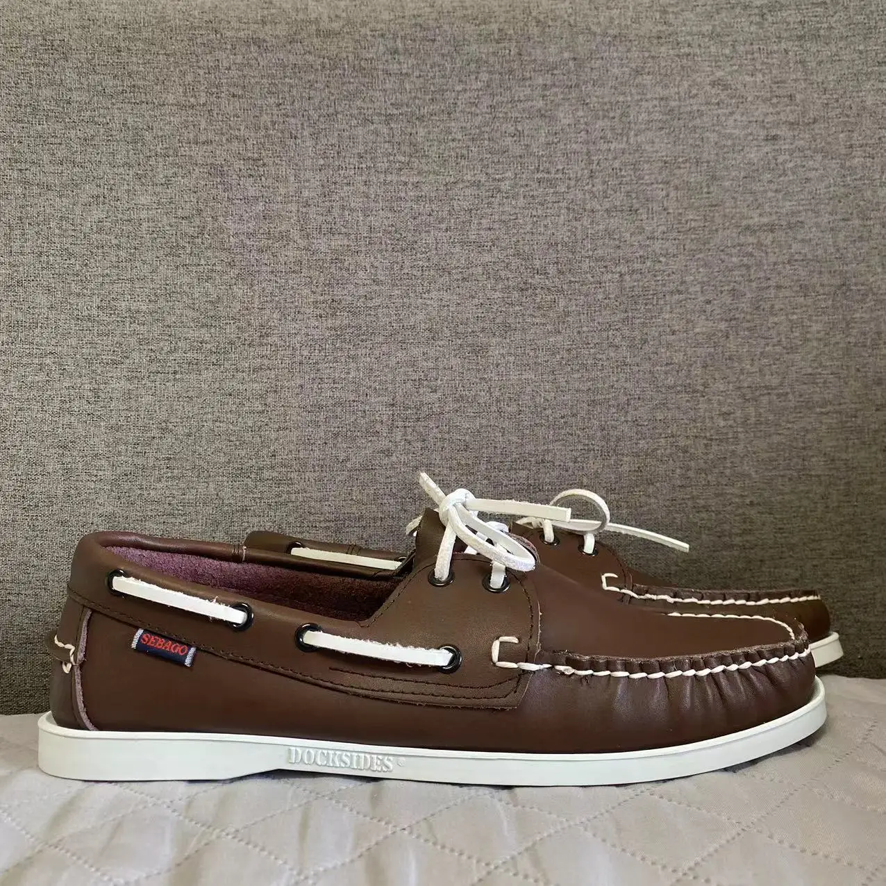 Sebago Men Homme Authentic Docksides Shoes - Premium Leather Moc Toe Lace Up Boat Shoes 119A