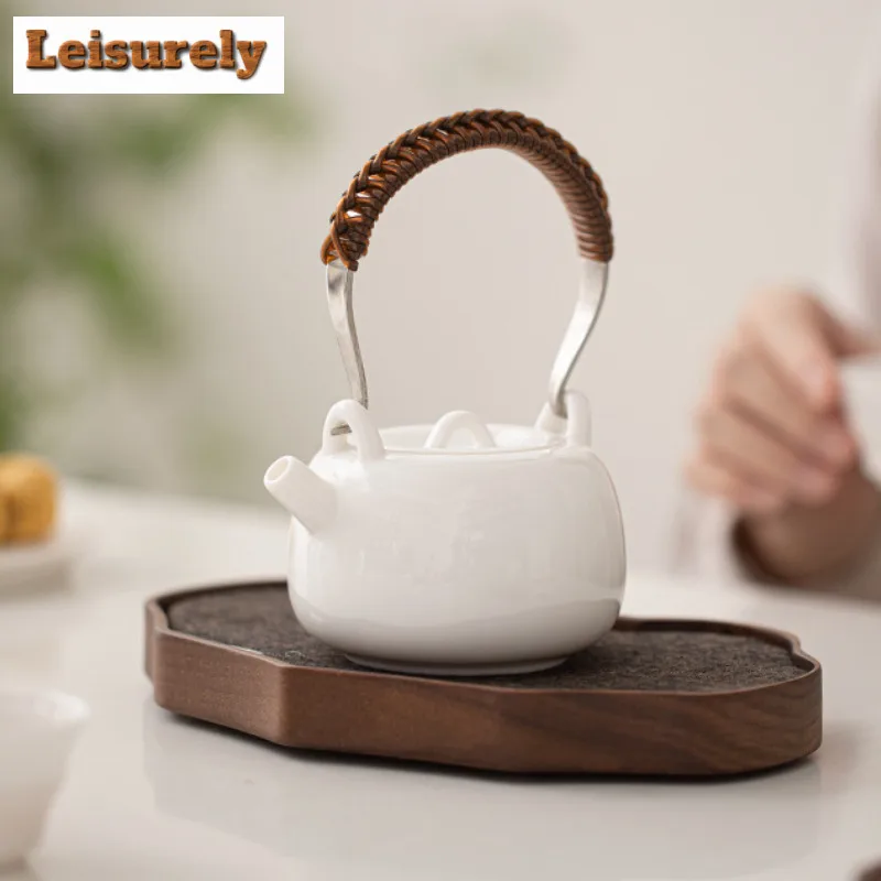Mutton Fat Jade Teapot Traditional Tea Infuser Pot Tea Making Kettle With Strainer Chinese Tea Tea Items Supplies Ornaments Gift