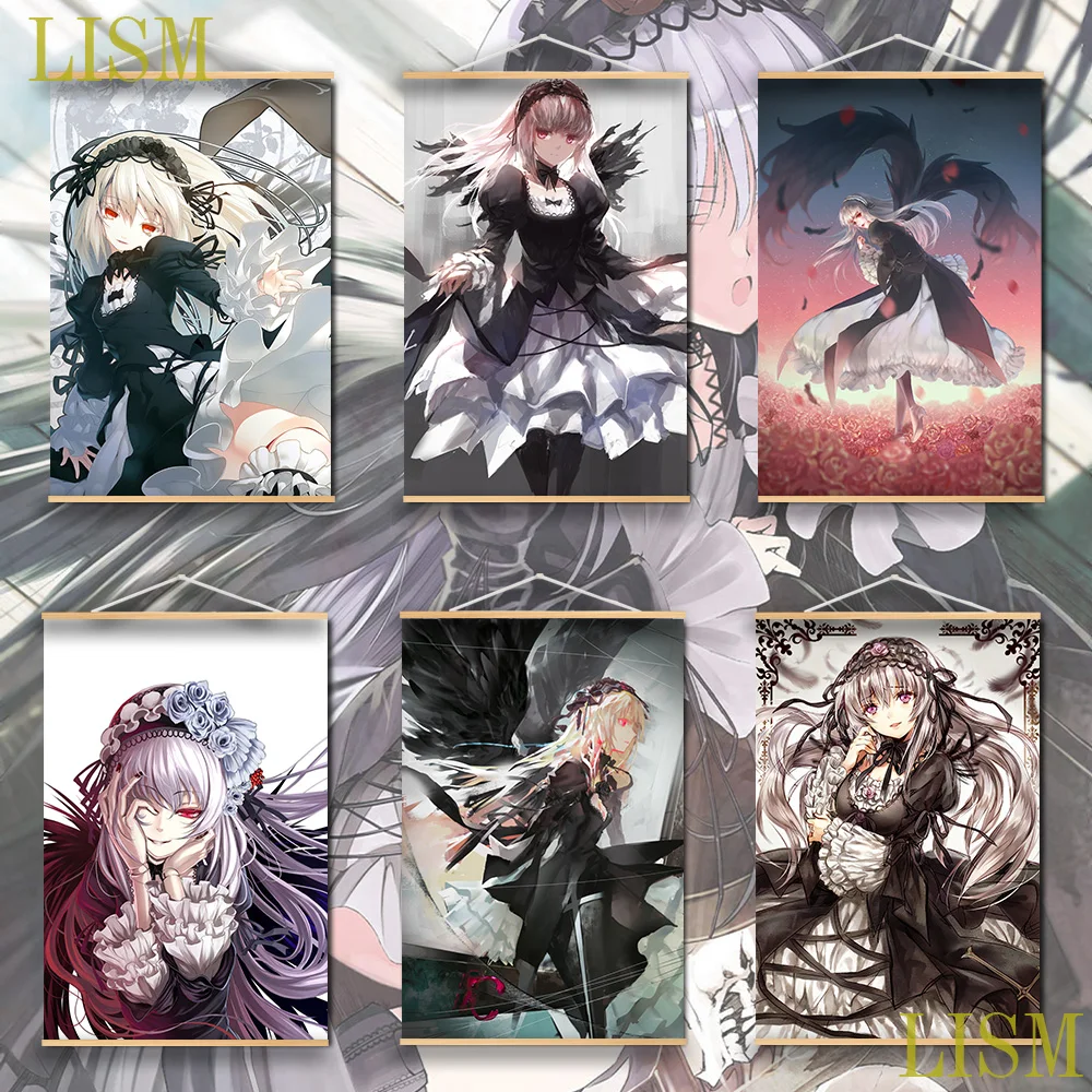 

Rozen Maiden Suigintou Anime manga wall Poster solid wood hanging scroll with canvas painting