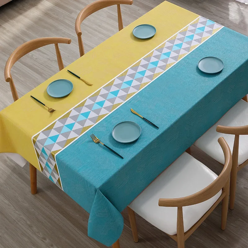 Nordic Style Tablecloth Stitching Color Waterproof Dinning Table Cover Wedding Party Rectangular Table Cloth Home Kitchen Decor