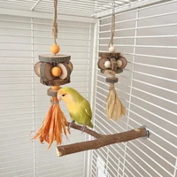 1 pc Wood Bird Chewing Toys Parrot Shredder Bite Hanging Toy Swing Toys for Pet Bird Cockatiel Budgies Lovebird Cage Supplies 1