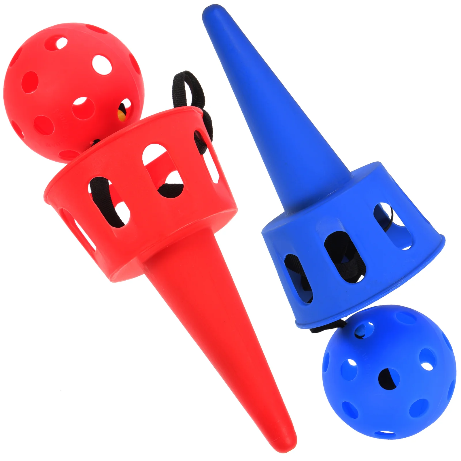 2 Sets of Scoop Ball Toys Throw Chuck Ball Toy Outdoor Activities Ball for Kids (Red and Blue) catch game 6