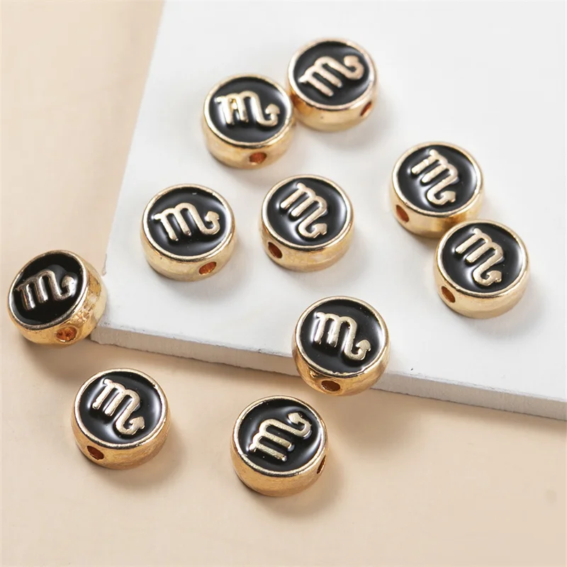 

Fashion 10pcs/lot 12*15mm Mixed Zodiac Constellation Sign Beads Charms Spacer Loose Beads For Jewelry Accessories DIY Bracelet