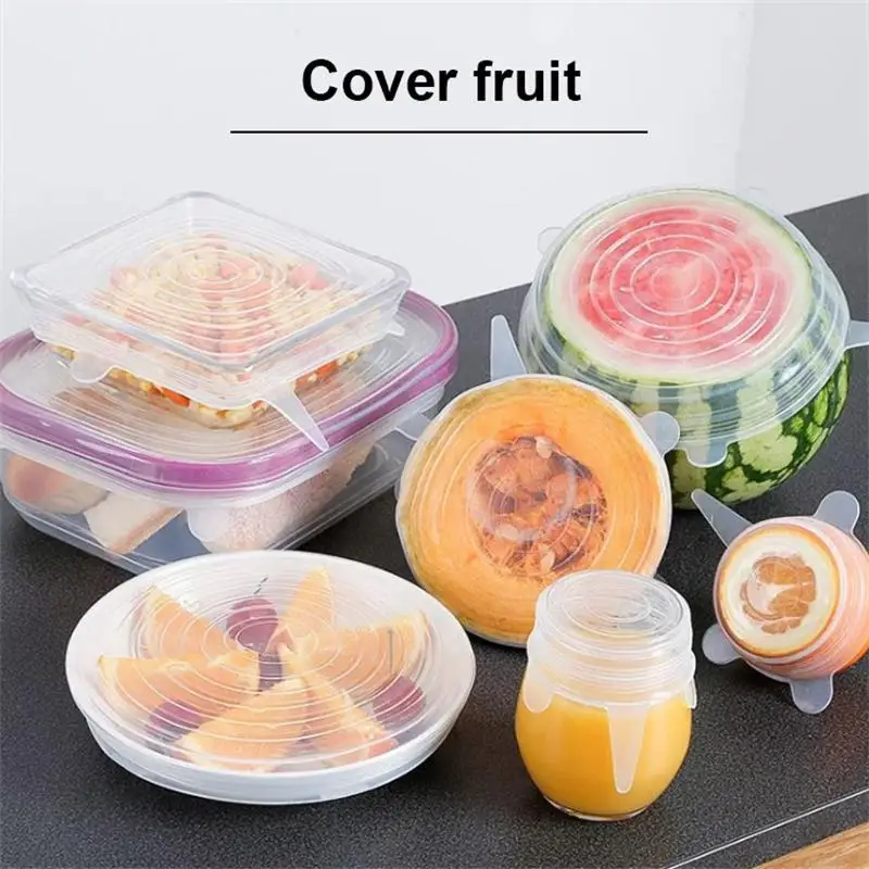 Bowl Cover Silicone Six-Piece Set Fresh-Keeping Cover Stretch 6-Piece Set Bowl Cover Refrigerator Microwave Sealed Fresh-Keeping Film