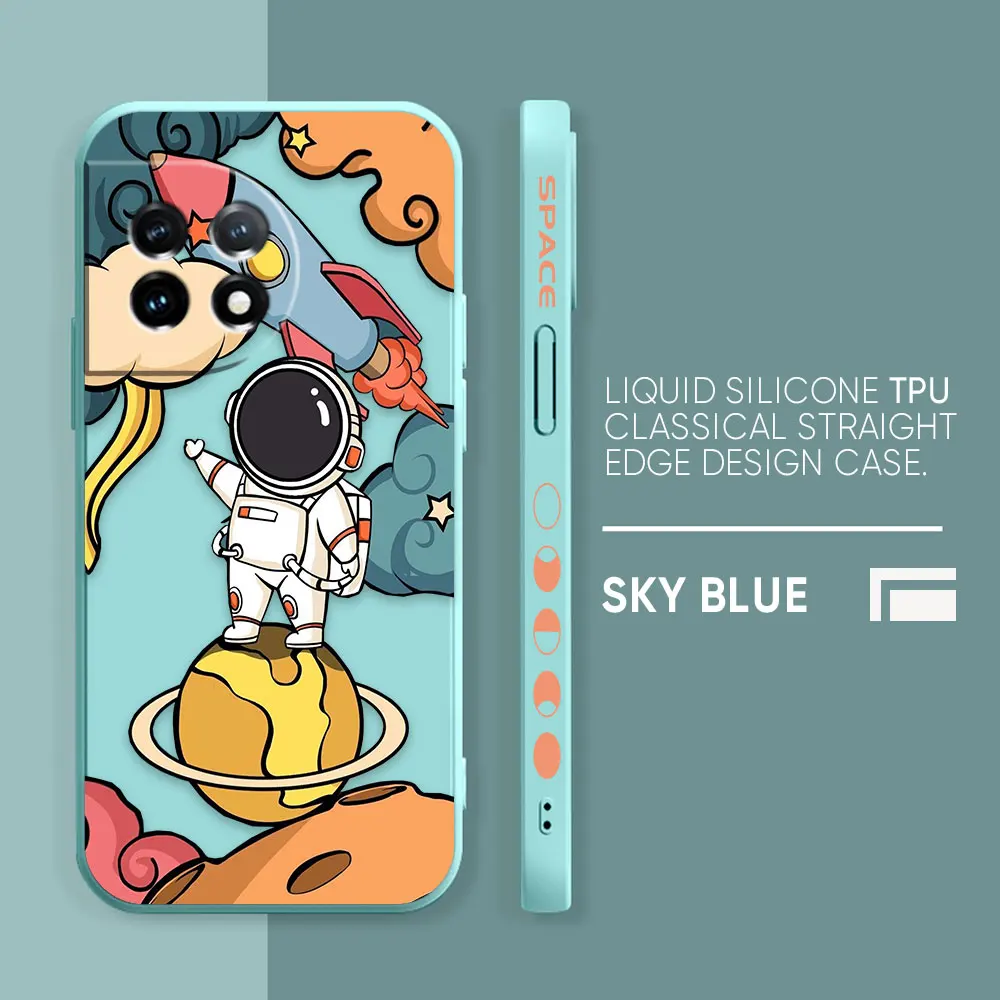 thumbnail image 1 of Case For Oneplus 5 6 9 9R 8 8T 7 7T A3 2 2V NORD 3 2 Lite Pro Simple Liquid Silicone Case Cute Cartoon Spaceman Astronaut, 1 of 5