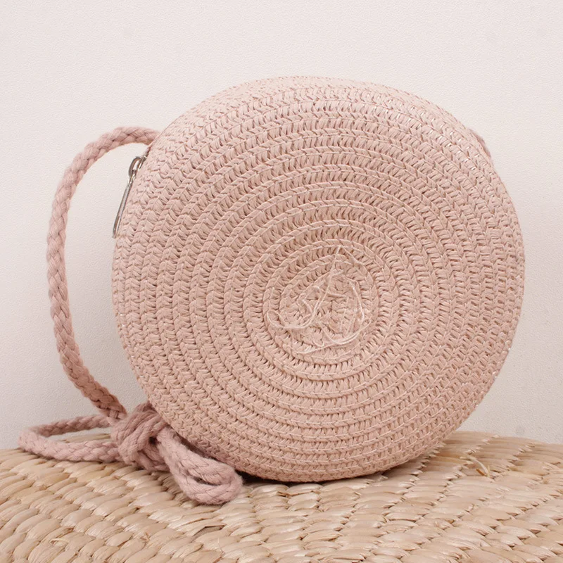 Summer Woven Straw Crossbody Bags for Women Fashion Round Handmade Rattan Beach Small Handbag Travel Female Shoulder Bag