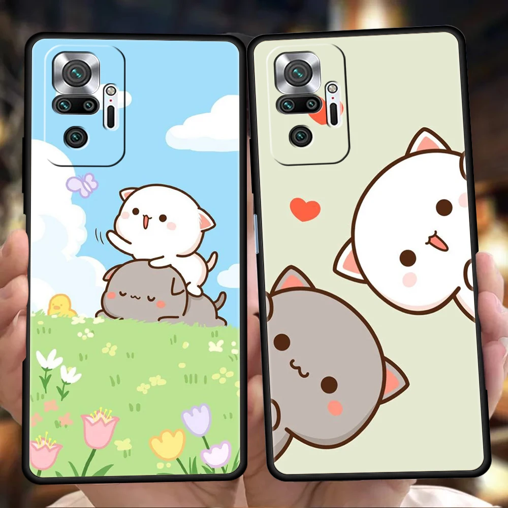 Pfirsich und Goma Katze Handy hülle Abdeckung für Redmi Note 12 11 10 Pro plus 8 8t 9 k50 k40 Gaming 9a 9c 9t Pro plus Soft shell Capas
