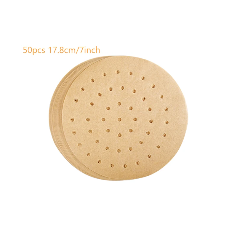 Pack of 50 Oil-Proof Parchment Steamer Liners for Air Fryers and Baking