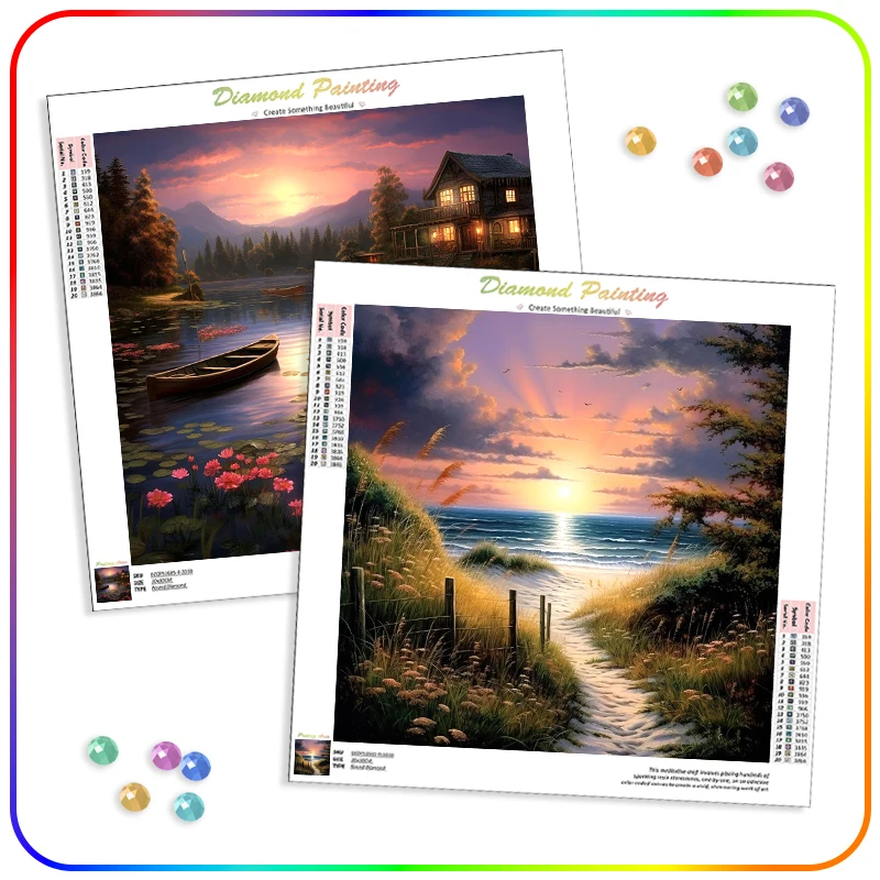 

SDOYUNO 5D Diamond Painting Accessories Full Round Drill Scenery Landscape Sunset Wall Art Picture Rhinestones Classic Wall Deco