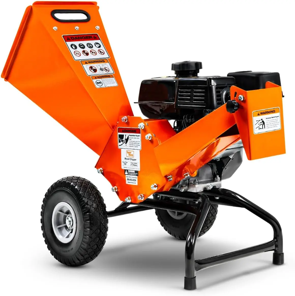 Wood Chipper Shredder Mulcher 7HP Engine Heavy Duty Compact Rotor Assembly Design 3" Inch Max Capacity Aids in Fire Prevention