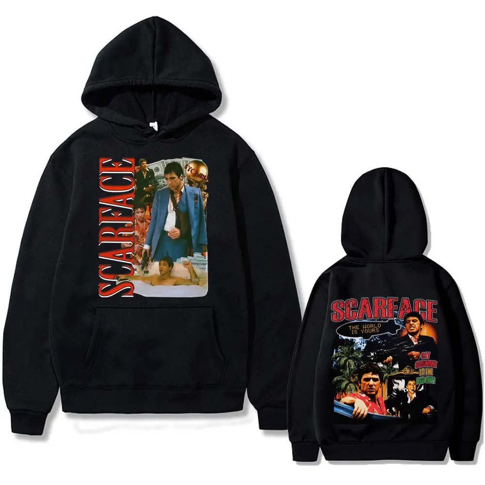 Classic Vintage Movie Scarface Al Pacino As Tony Montana Hoodie Men Casual Oversized Sweatshirt Male Hip Hop Punk Rock Hoodies
