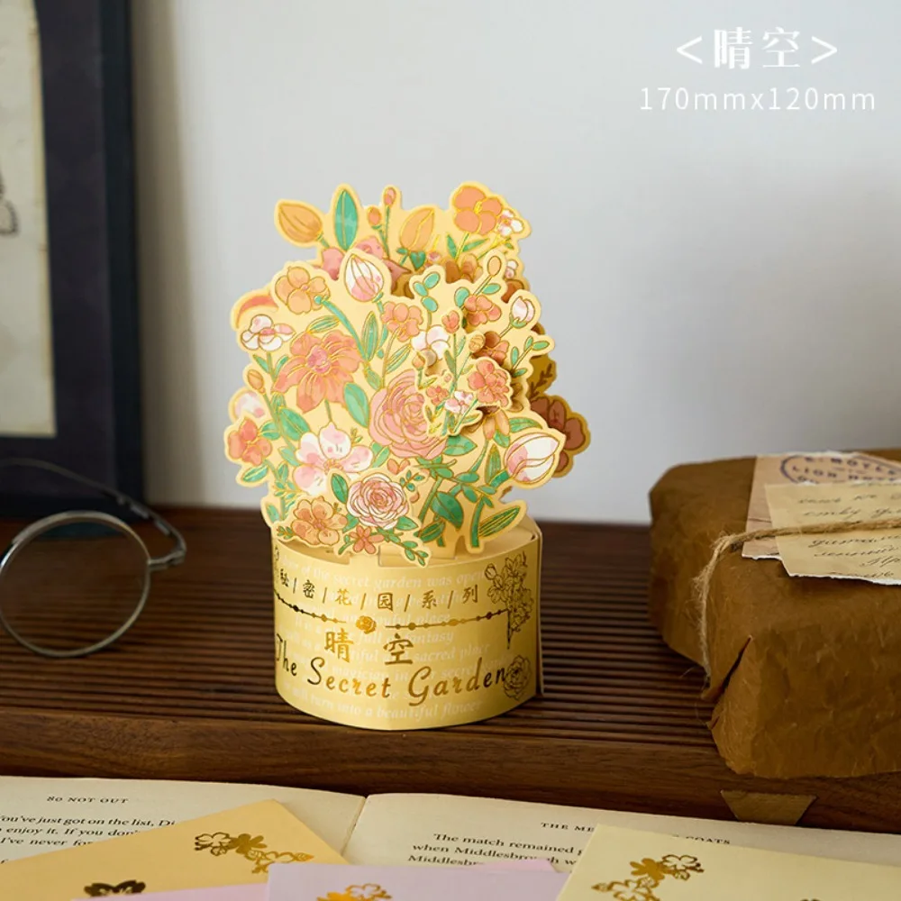 3D Santa Greeting Cards Folding Mini Flowers Best Wishes Xmas Gift for New Year Blessing Postcard Decoration