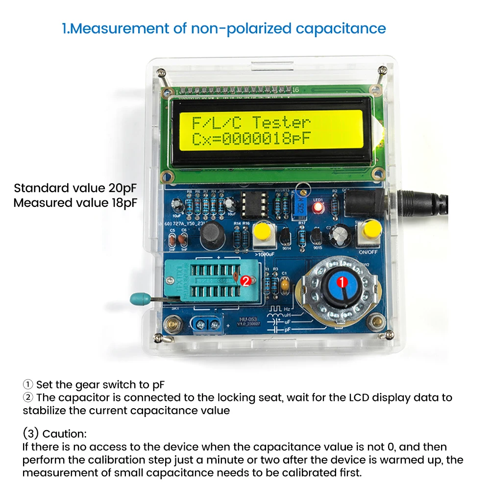 DC5V High Precision Digital Inductance and Capacitance Measuring Instrument LCD Frequency Meter with USB Data Cable DIY Kits 3
