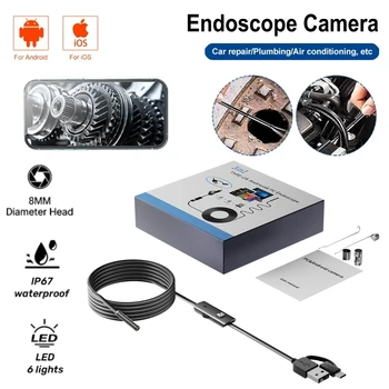 7.0MM TYPE-C Endoscope Camera IP67 Waterproof 6 LEDs Adjustable USB Android Flexible Inspection Borescope Cameras for Phone PC 1