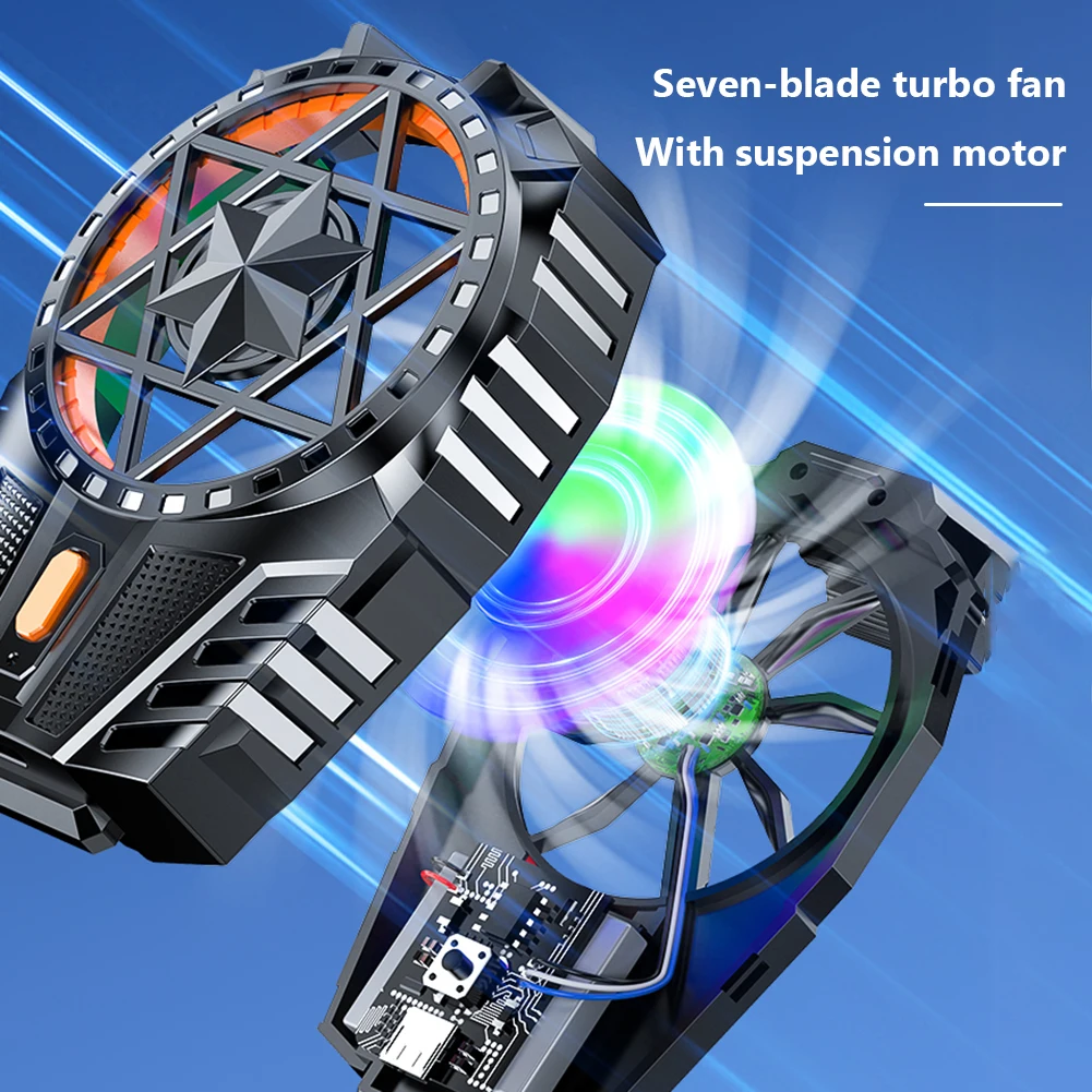 Universal Mobile Phone Cooling Fan RGB Cool Fan Radiator Turbo Hurricane Game Cooler Portable Mini Fan for Samsung/IPhone/Huawei