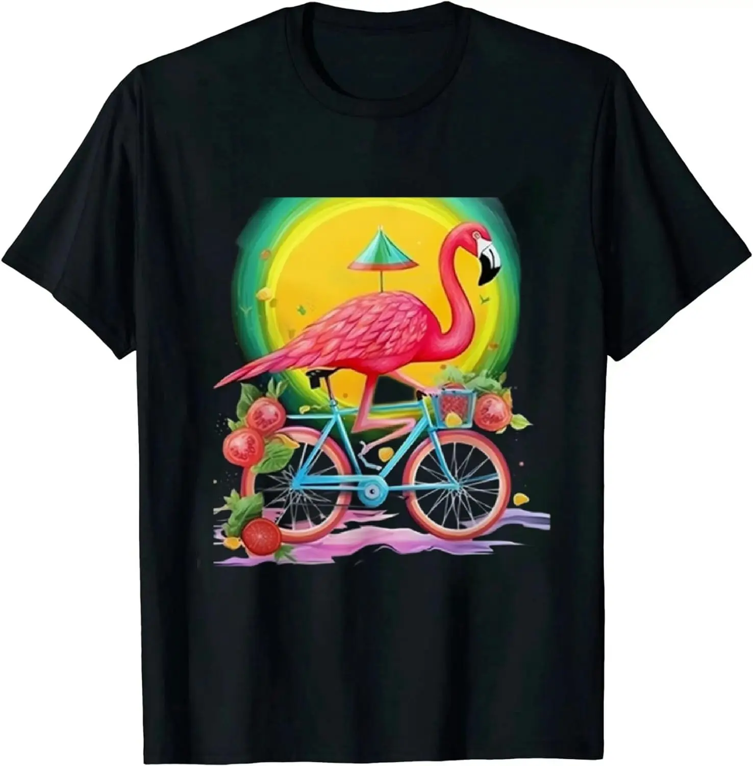

Little Red Bird on a Bike Short Sleeve T-Shirt Black