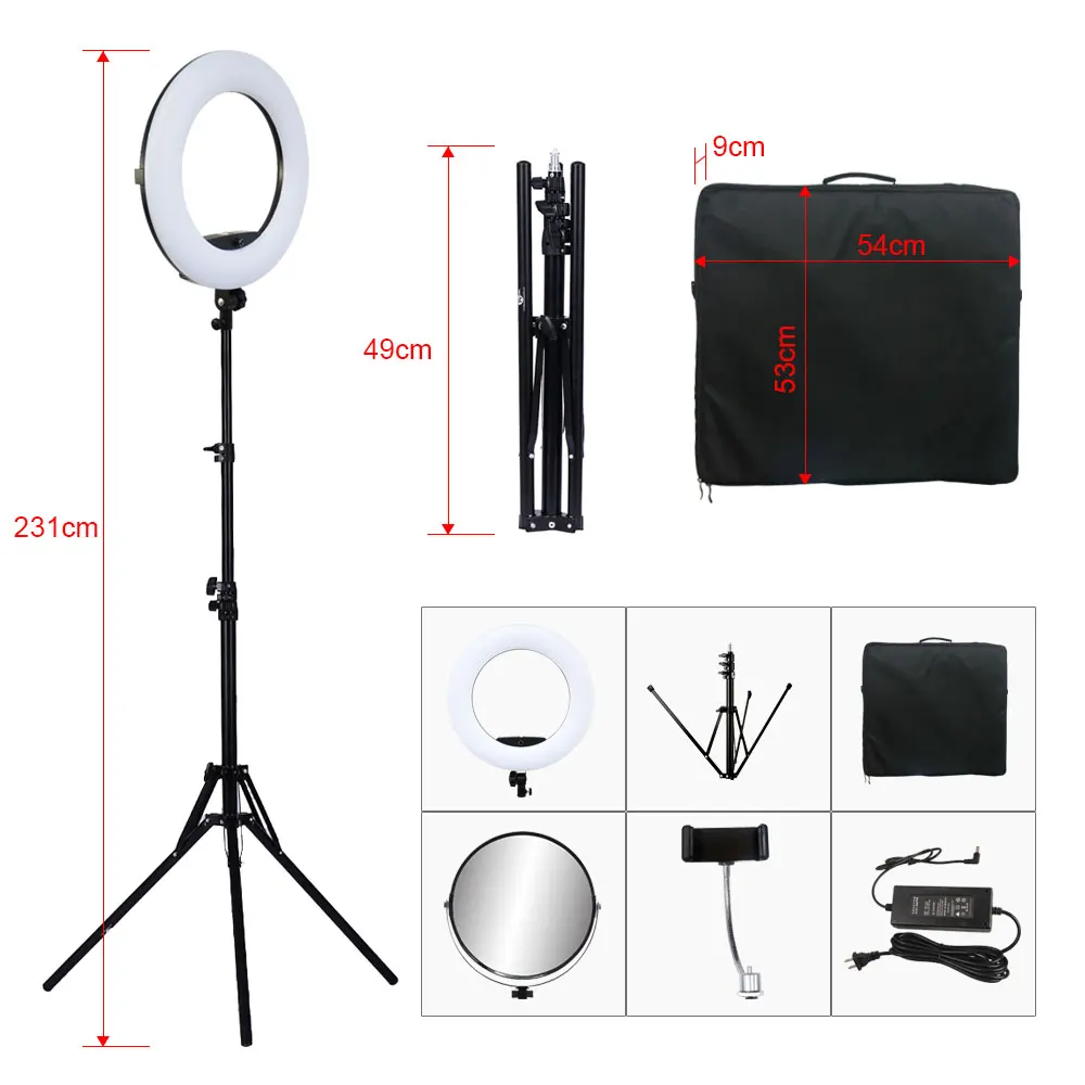 18inch Ring Lights Lamp with Tripod 96W Selfie Light for Beauty