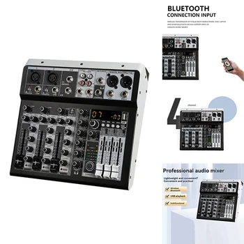 ABJX New 4 Channel Bluetooth Audio Mixer Sound Mixing Console Audio Interface USB Sound Card For Studio Stage DJ Home