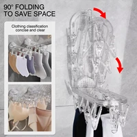 Clothes Drying Rack Laundry Foldable Drip Hanger with 9 Clips, Wall Mounted Suction Cup Clothespins for Socks Gloves Towels 2
