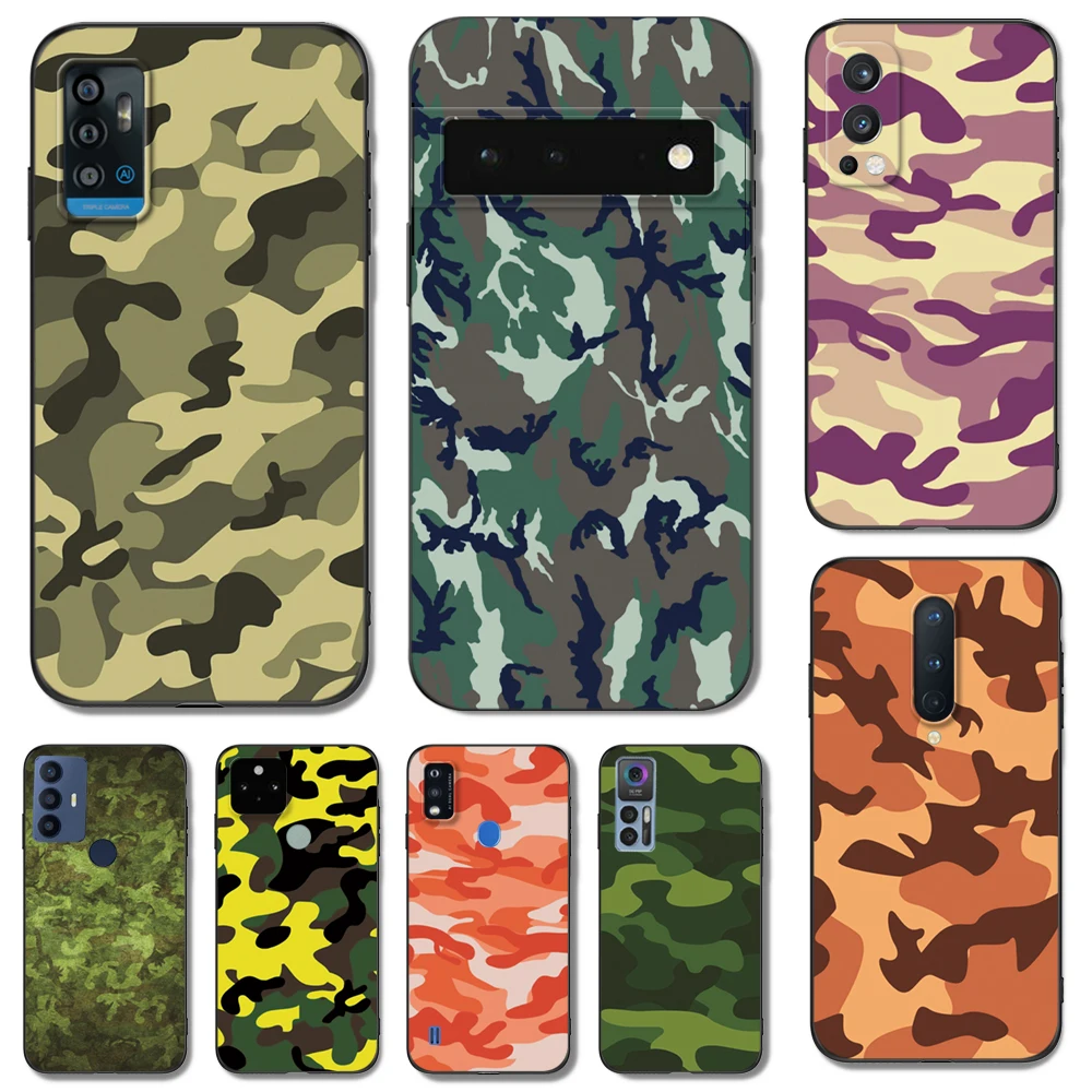 Custodia In Tpu Nero Per Google Pixel 4 4A 4Xl 5 5A 5Xl 6 6A 7 7A Pro Cover Camouflage Camo