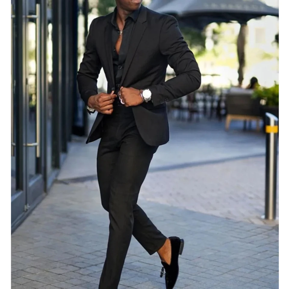 Traje Boda Hombre Traje De Dos Piezas Para Hombre Negro