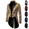 Shiny Gold Sequins Glitter Tailcoat Suit Jacket Male Double Breasted Wedding Groom Tuxedo Blazer Men Party Stage Prom Costume 1