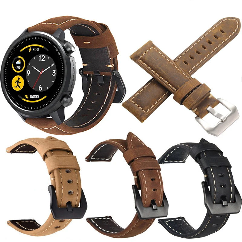 

22mm Quick Release Leather Straps for Mibro A1 Quality Genuine Retro Genuine Leather Watchband Accessories