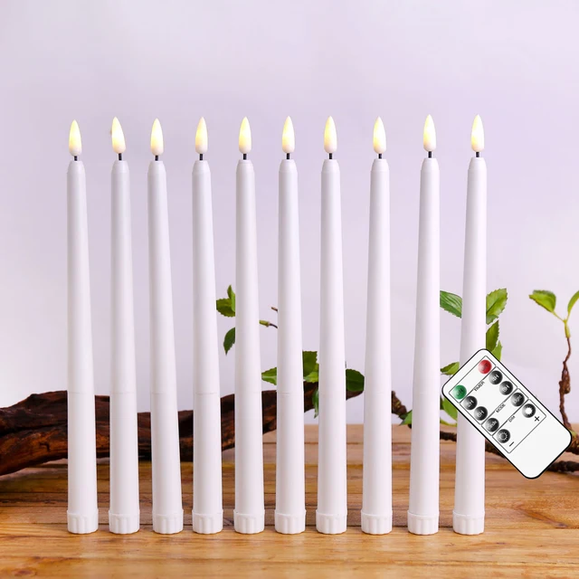 Bougies LED sans flamme à lumière chaude, 3 ou 6 pièces, avec télécommande, bougies coniques courtes/longues décoratives pour pièce de 6.5/7/10/11 pouces 5