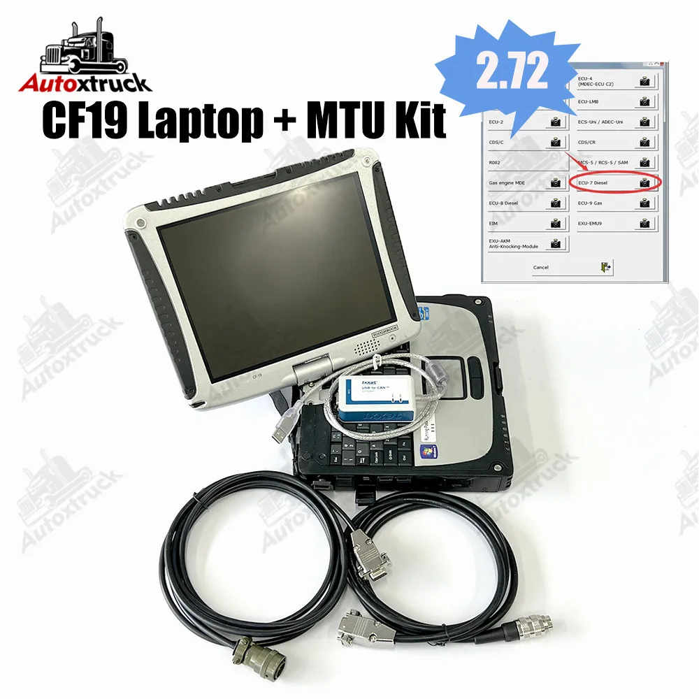 

For MTU (USB-to-CAN) 2.72 Diagnostic software Diesel engine COMPACT IXXAT Truck Diagnostic tool CF19 Laptop