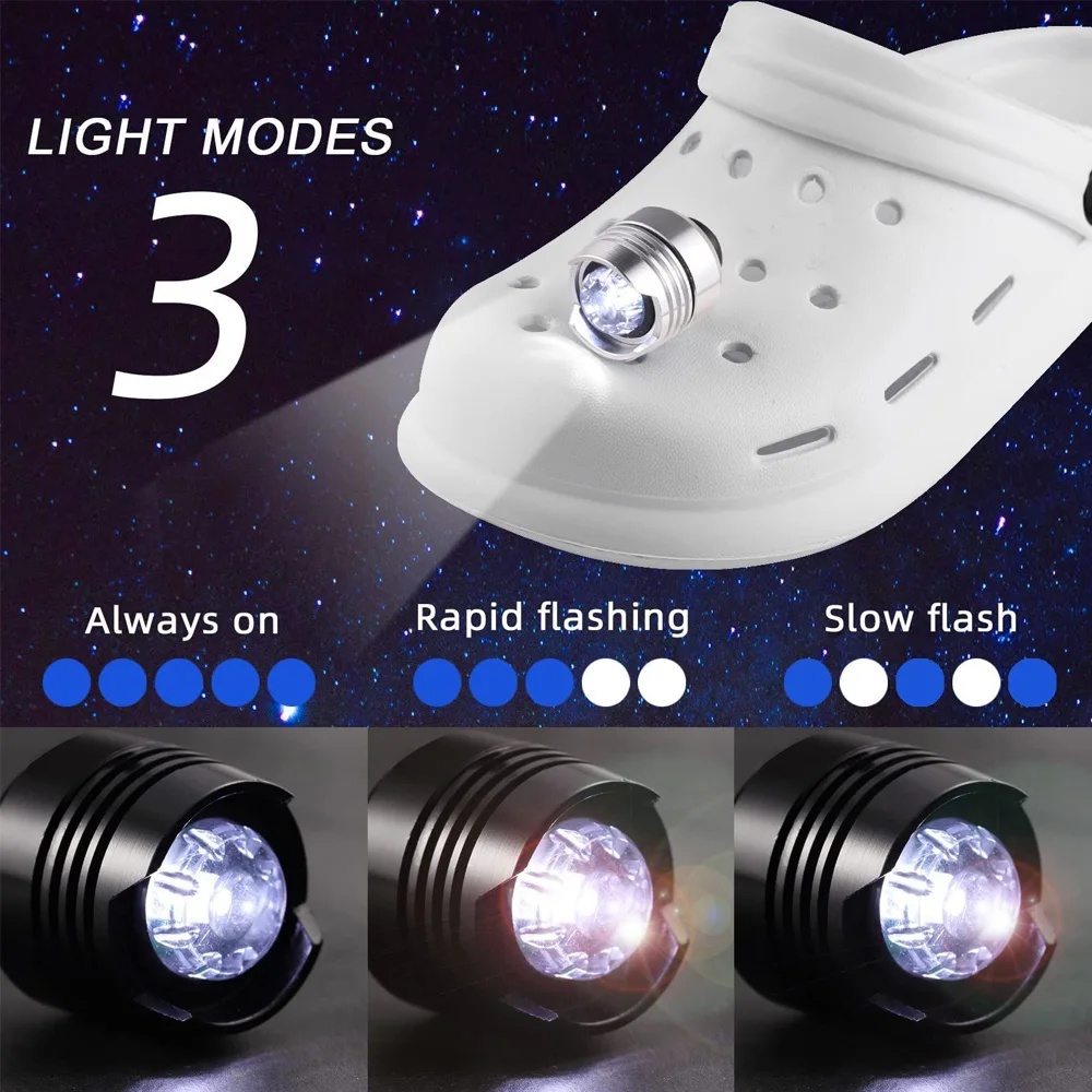 LED Light for Croc Shoes IPX5 Waterproof Shoes Lights Headlights