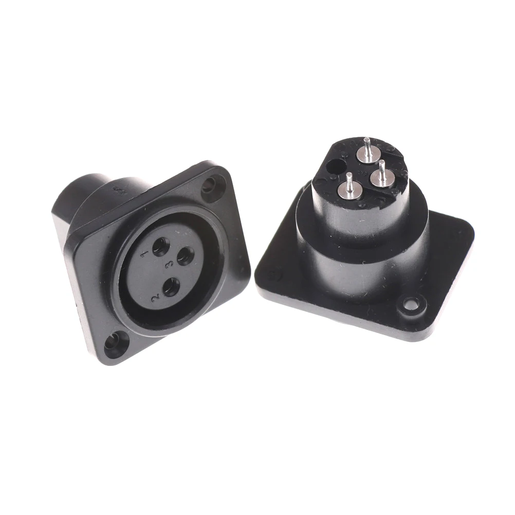 2PCS XLR Plug&Socket 3Pin XLR Male Plug&Female Socket Panel Mount Chassis 3Pins Square Shape XLR Connectors Adapter