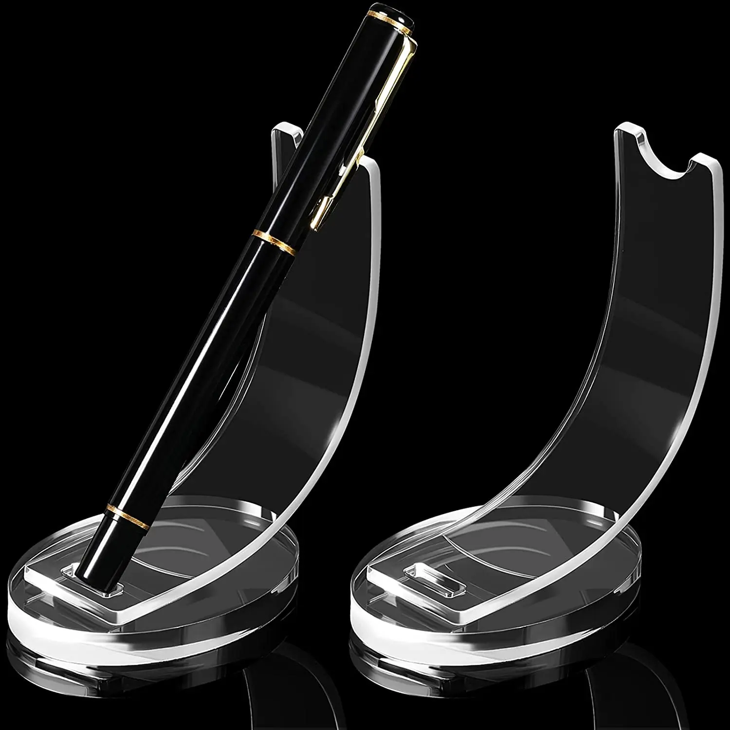 

2 Pieces of Acrylic Pen Holder Display Stand Suitable for Home School Office or Shop (Transparent)