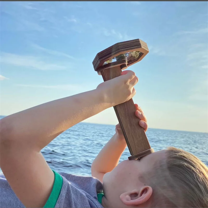 3D Wooden DIY Kids Kaleidoscope Magic Rotating Glass Outdoor Toys for Nature Lovers Gifts for Children's Interest Cultivation