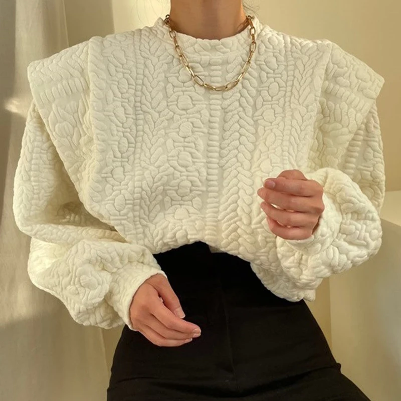 2023 New Autumn and Winter All-match Pullover Round Neck Fashion Loose Stitching Fake Two-piece Long-sleeved Sweater Women