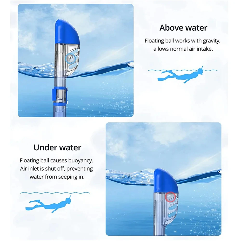 Foldable Anti-Fog Diving and Snorkeling Mask Set with Full Dry Top System
