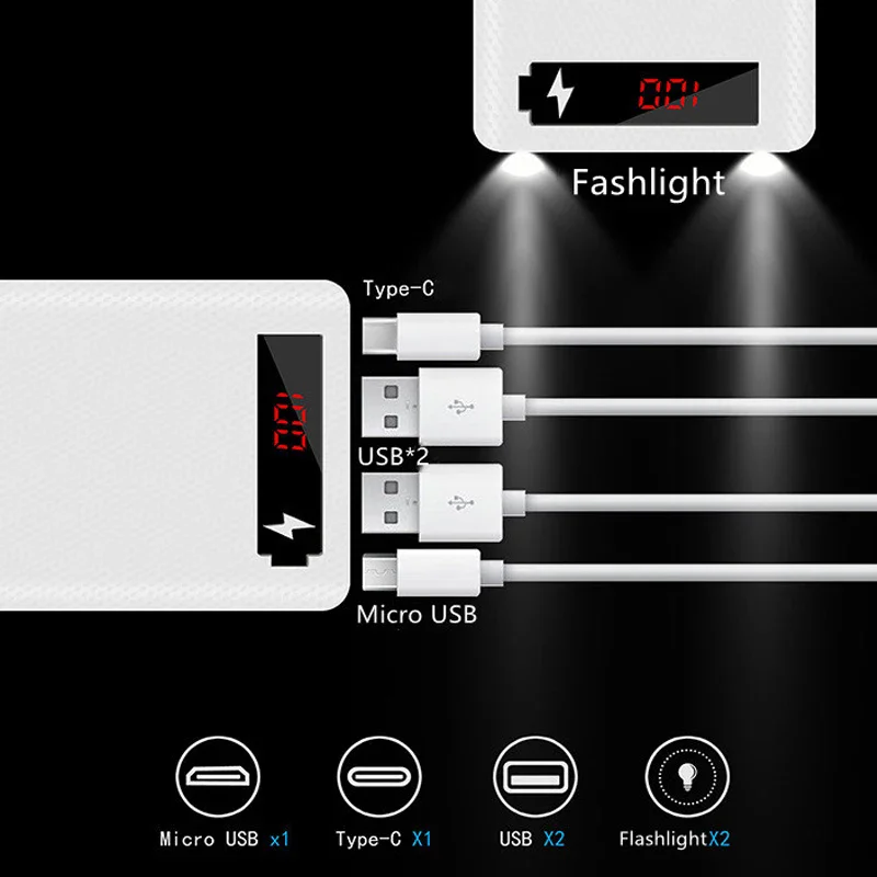 Quick Charge 18650 Power Bank Case Battery Shell Dual USB Fast PD Charger 18650 Battery Storage Box For Iphone Xiaomi Huawei