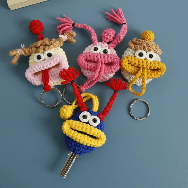 Cute Sausage Mouth Doll Crochet Keychain For Car Keys Accessories