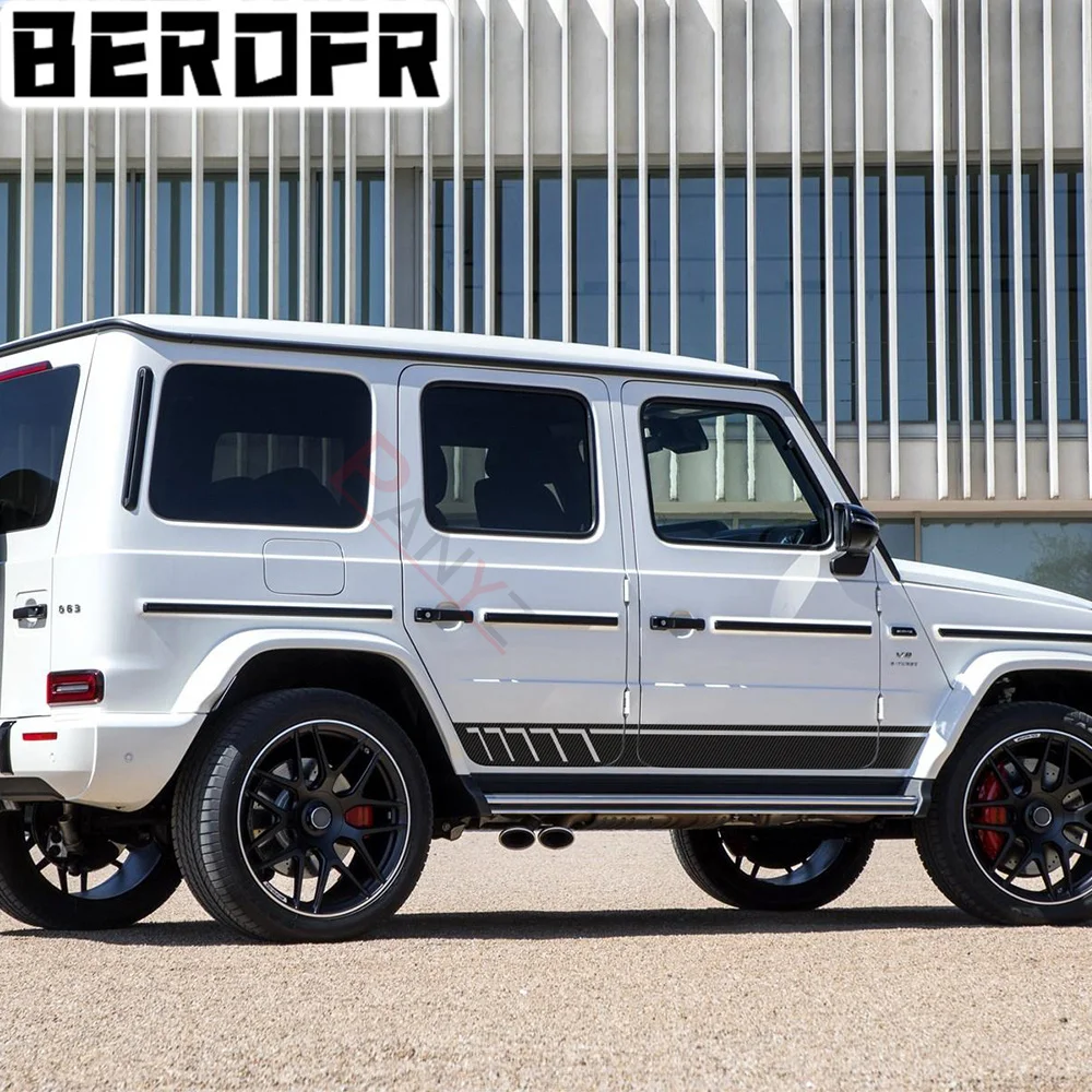 

car styling 5D Carbon Fibre Vinyl Decal Side SKirt RAcing Stripes Stickers for Mercedes Benz G63 AMG G Class 2019 accessories