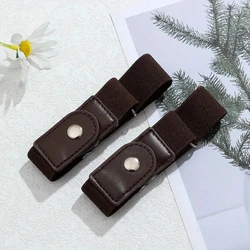 Unisex Elastic Stretch Belt Set - No Buckle, Adjustable & Invisible (Brown)