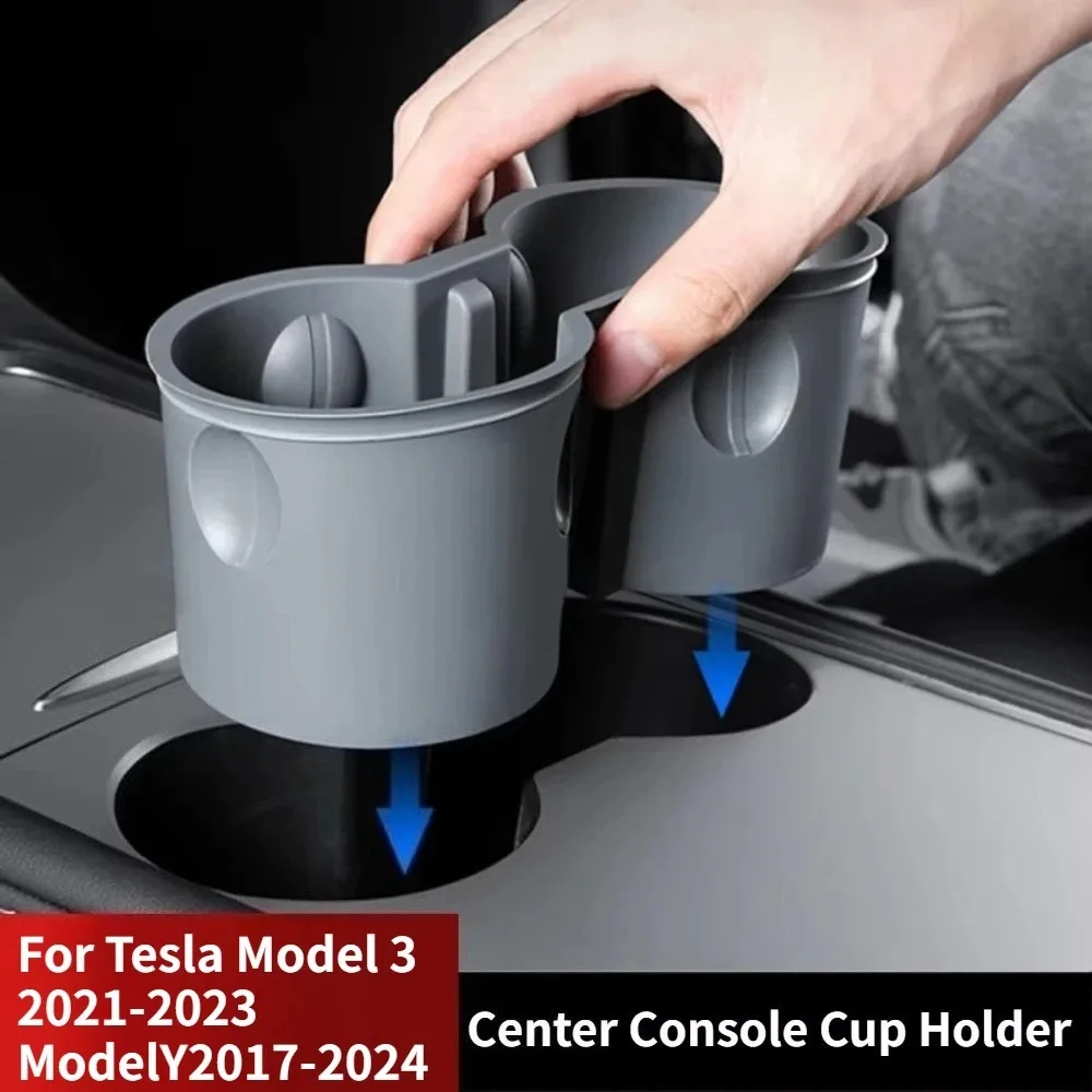 휴대용 이중 홀 차량용 컵홀더 TPE 소재 유니버설 핏 차량 센터 콘솔 수납함 인테리어 용품