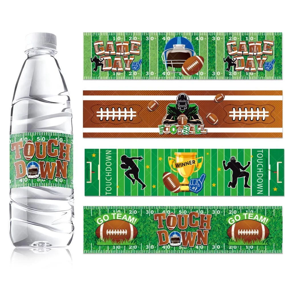 

Rugby Party Decorative Water Bottle Stickers American Football Super Bowl Party DIY Touch Down Sports Boy Birthday Party Favor