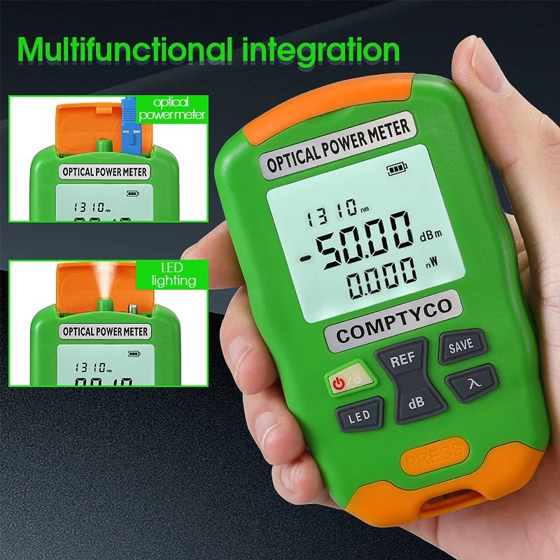 COMPTYCO Mini 2 in 1 Optical Power Meter OPM Optical Fiber Tester with LED Lighting -50+26/-70+10dbm(Optional) AUA-DC5/DC7