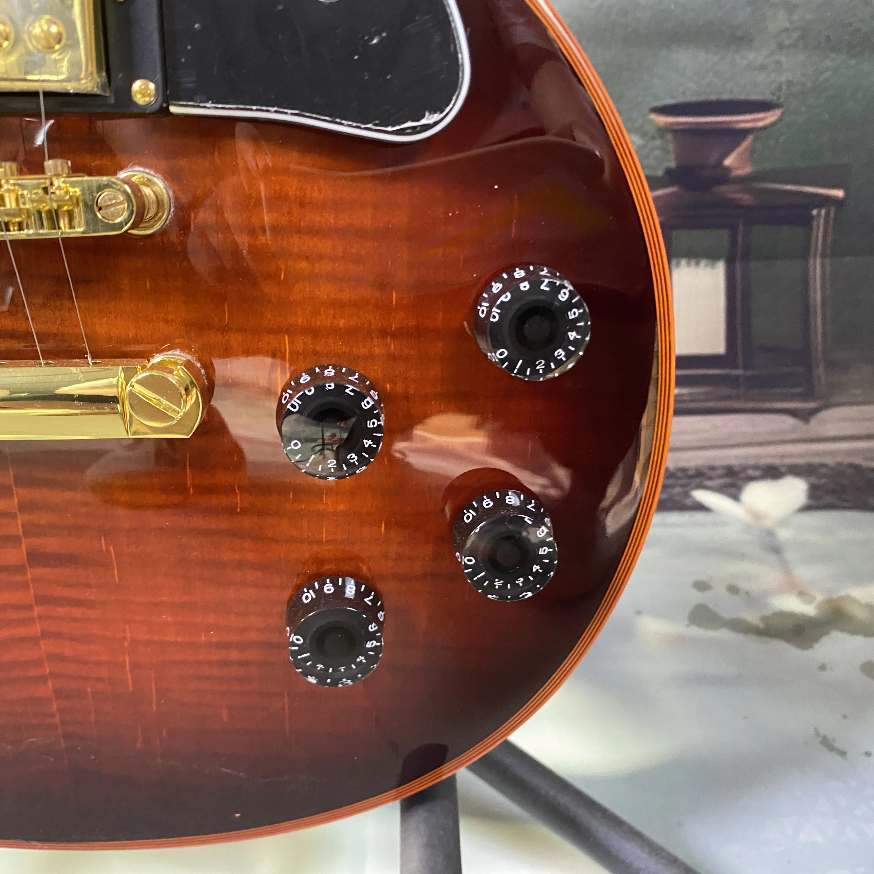 LP6 String Electric Guitar HH Pickup Gold Hardware Flame Maple Top Mahogany Body Rosewood Fingerboard guitar accessories