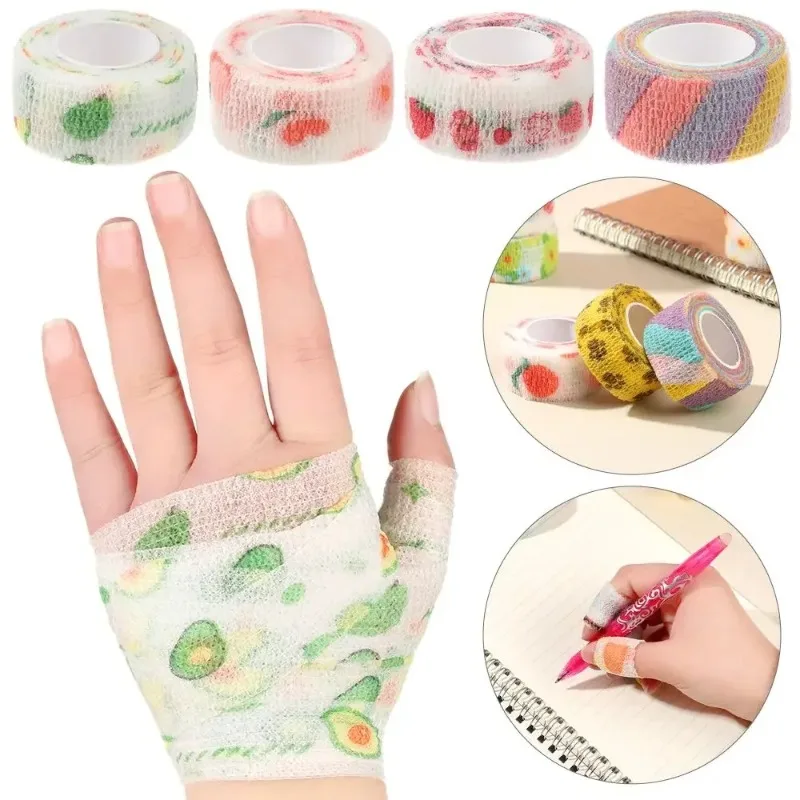 1PCS 2.5cm 폭의 다채로운 운동용 랩 테이프 자체 접착식 탄력 붕대 엘라스토플라스트 스포츠 보호대 손목 손가락 발목