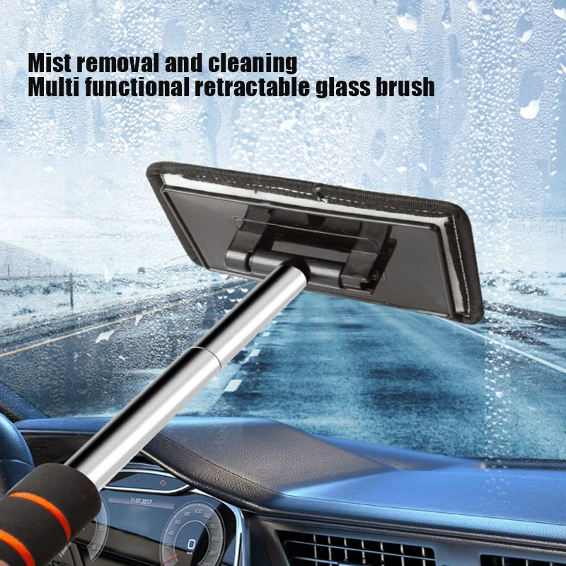 Car Window Cleaner Brush Car Cleaning Accessories Car Cleaning Tool Car Glass Cleaner Brush Car Front Windshield Defogging Brush Telescopic Long handle Car Household Glass Clean Brushes Dust Remover Tool