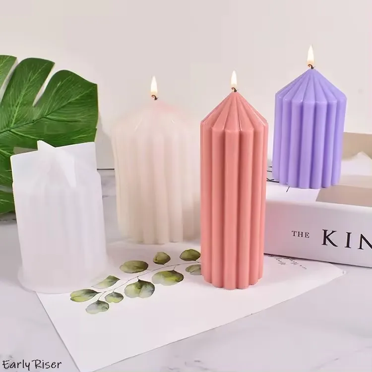 Description Picture 6 of itemClassica Riser Striped Cylindrical Candle Silicone Mold Church Wedding Decoration Candle Making Mold Diy Scented Candle Making 