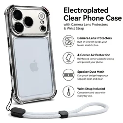 Sleek Transparent Shockproof Phone Case with Wrist Strap Cover - iPhone 12 Pro Max (Silvery)