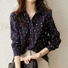 

Chiffon Blouse for Women Fashion Shirt Spring 2022 Plus Size Women Temperament Loose Printing Top Outer Wear Long Sleeve Shirts